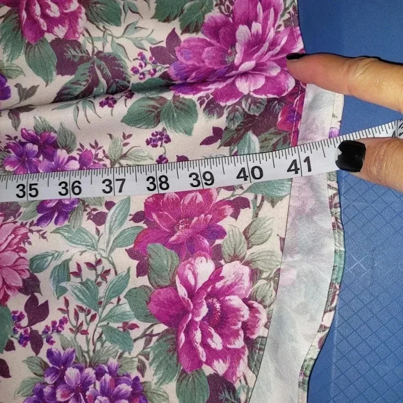 Whirlaway Frocks Belted Floral Retro Dress Puff Sleeve Button Details Size 14P - Picture 9 of 9